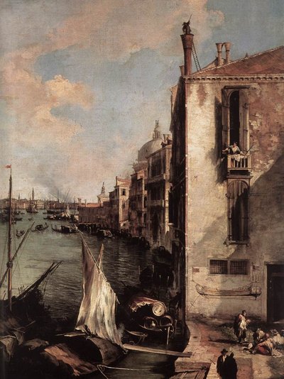 Grand Canal, Looking East from the Campo San Vio (detail) by Giovanni Antonio Canal